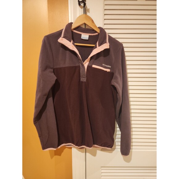 Columbia Women's Benton Springs Purple Colorblock Fleece Pullover Size L - Picture 1 of 8